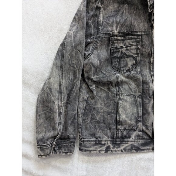 Mens RocaWear Denium Size 48 Black Grey Jacket Distressed Vintage RARE - Picture 8 of 15